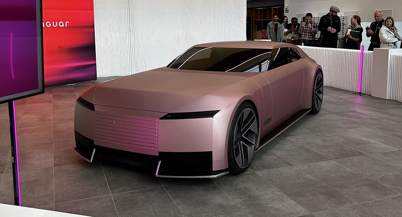 Jaguar Type 00 concept car in pink, previewing the production Type 01