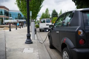 Public electric vehicle charging station with Type 2 connector