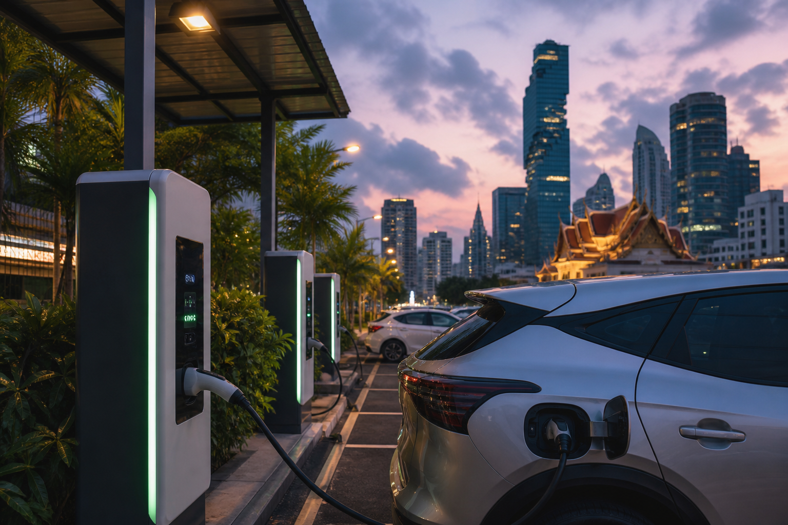 EV charging station in an urban setting
