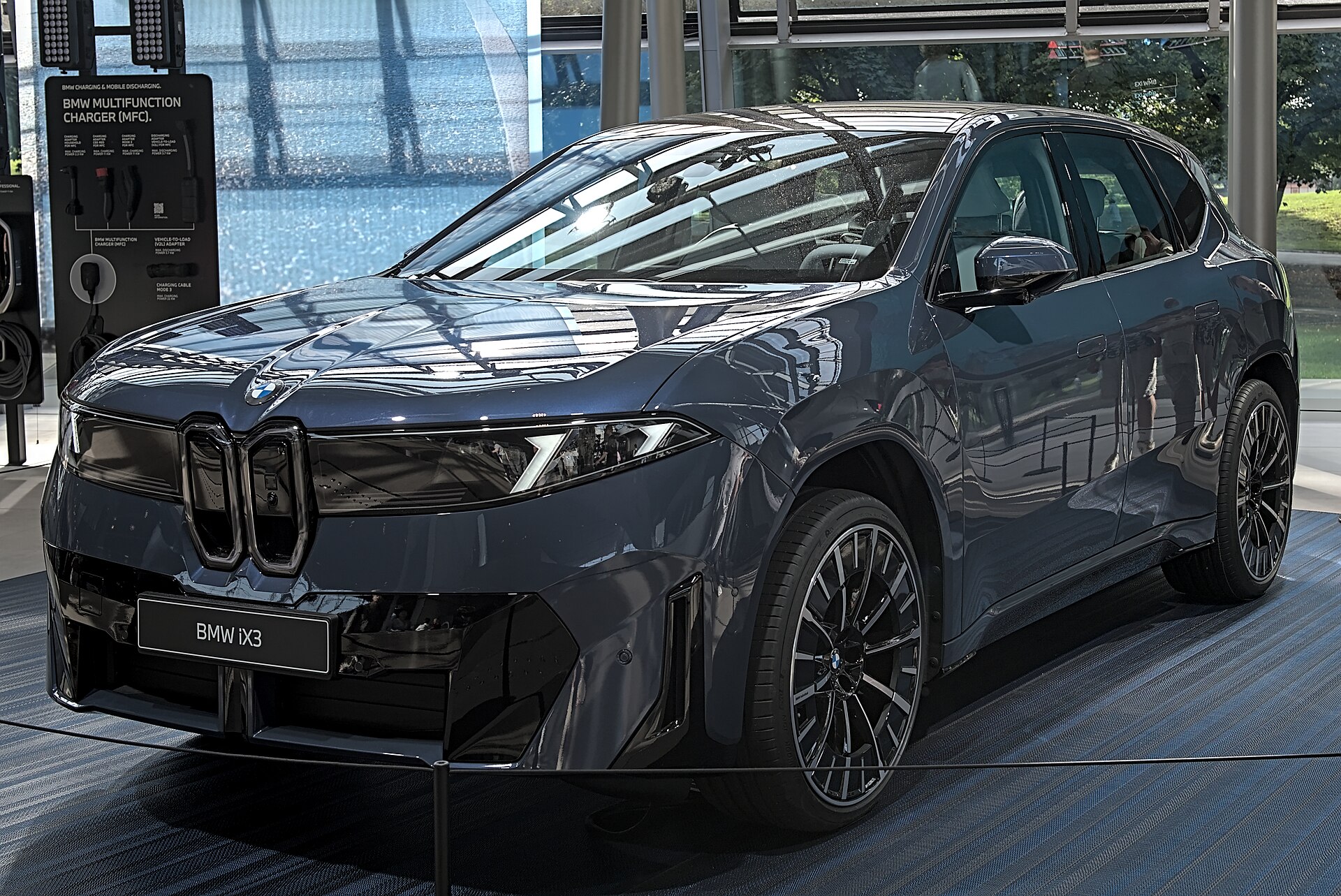 BMW iX3 Neue Klasse SUV three-quarter view at IAA 2025, the model BMW said is one in three of its European battery-EV orders