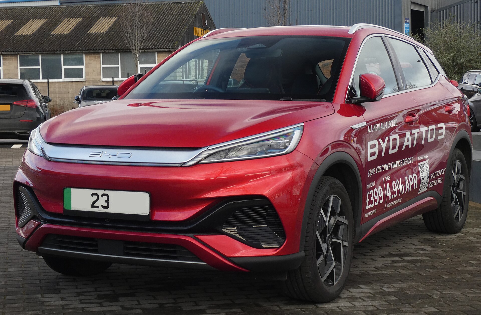 Red BYD Atto 3 compact electric SUV, a model already listed for the UK