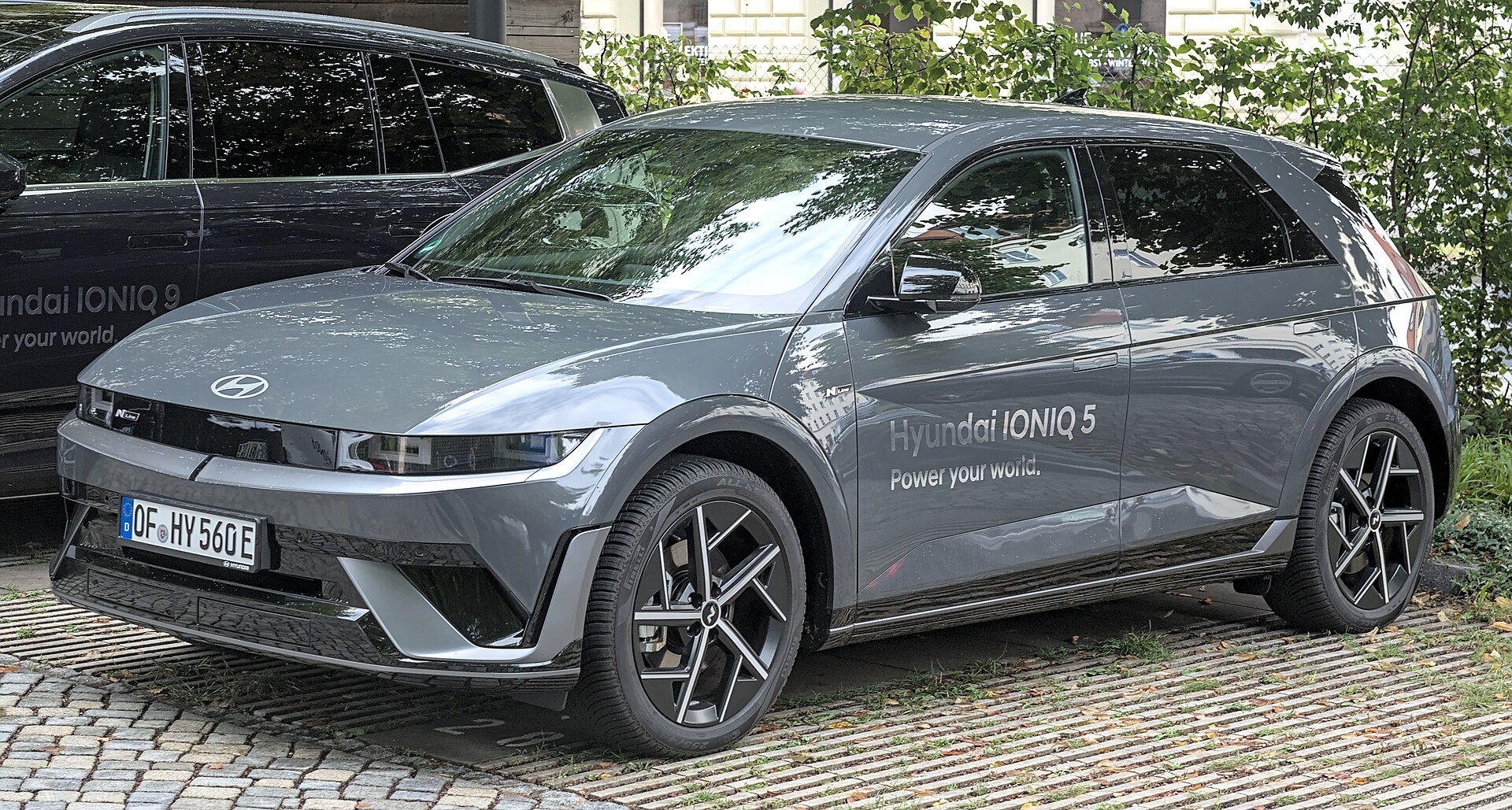 Hyundai Ioniq 5 N Line crossover on display at IAA 2025, the US volume EV Hyundai said rose 9 percent in first-half 2026 sales