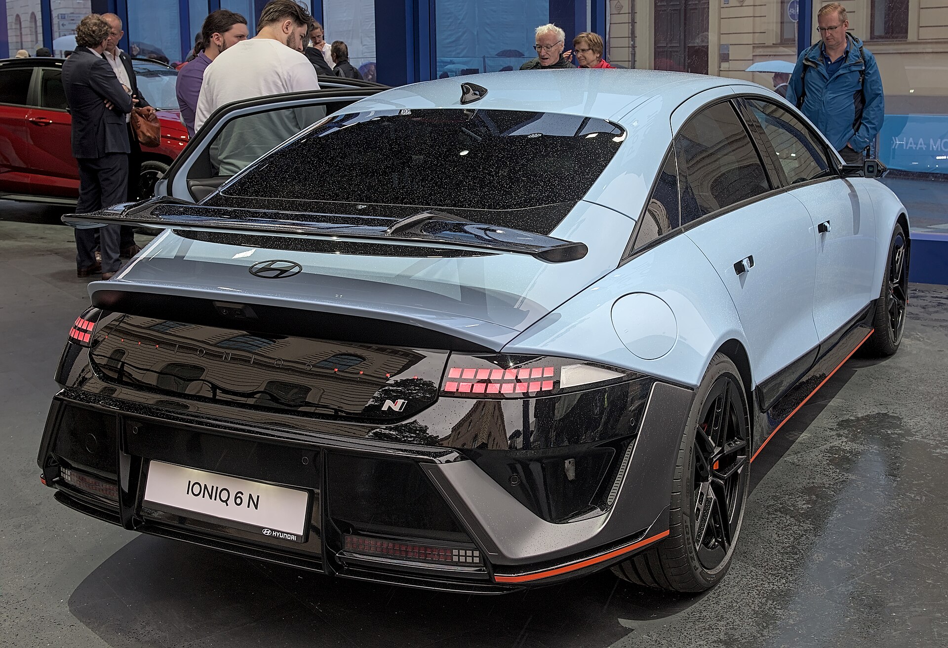 Hyundai Ioniq 6 N performance sedan on display at IAA 2025