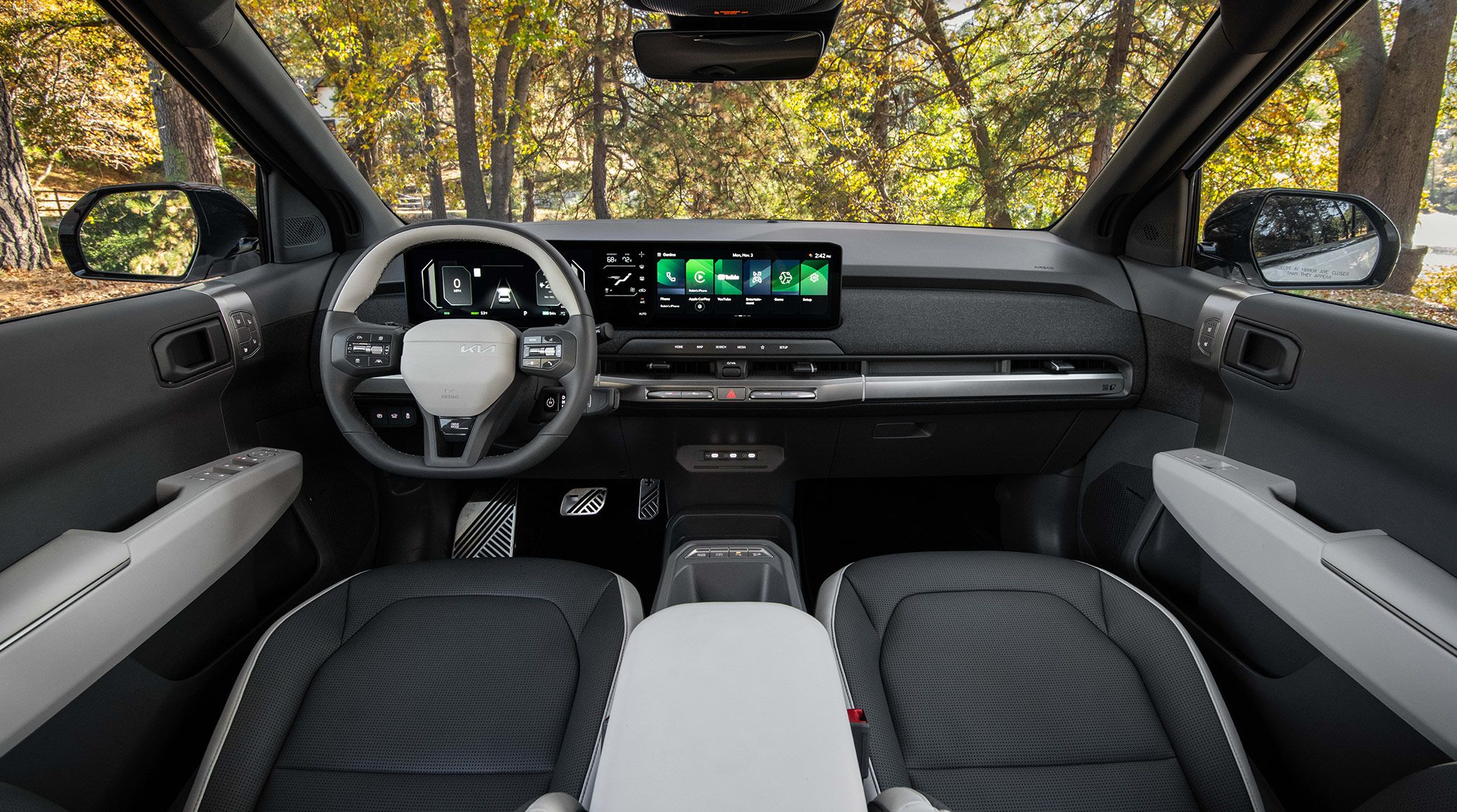 2027 Kia EV3 interior cabin and dashboard — manufacturer photo