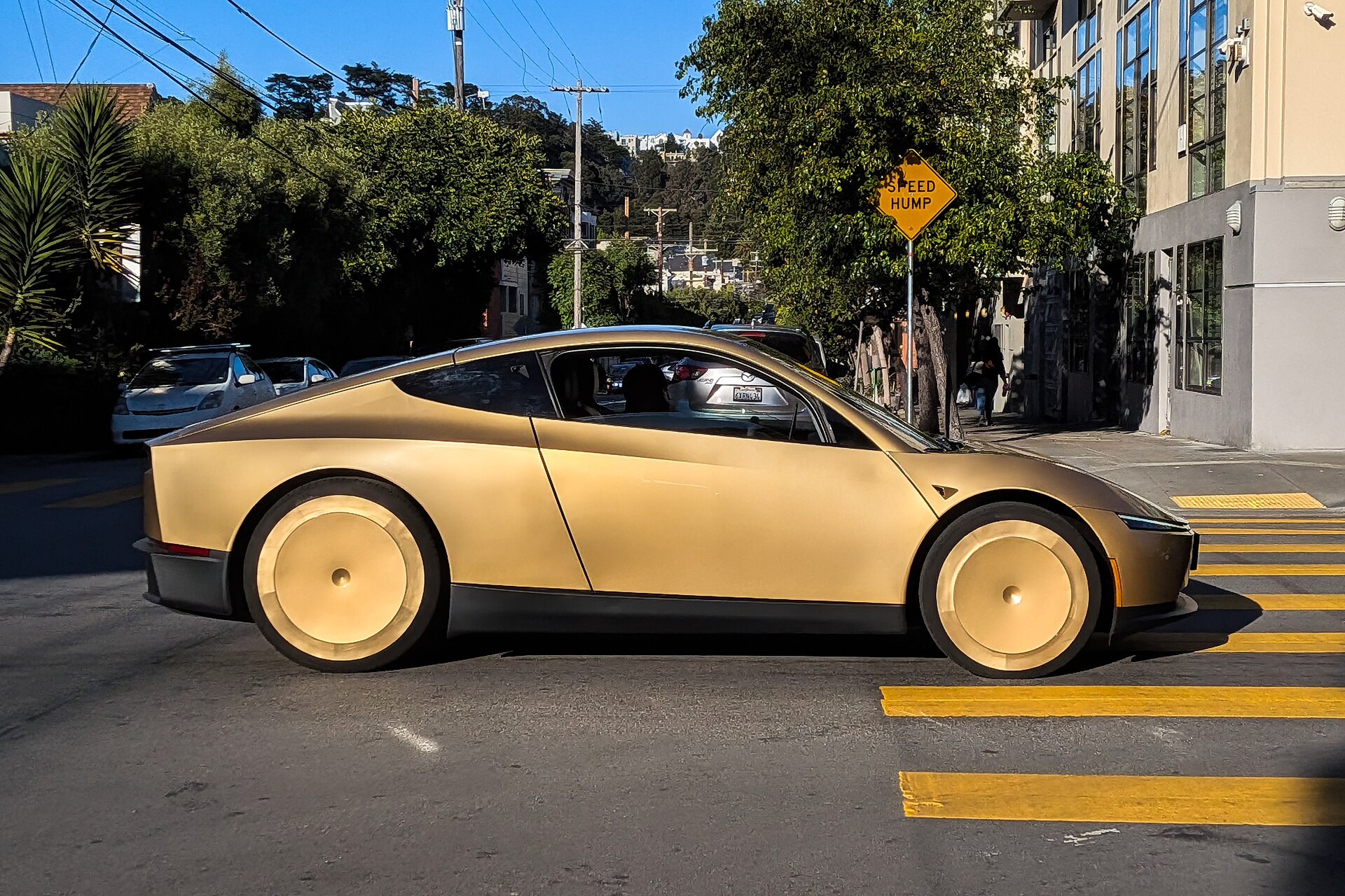 Tesla Cybercab driving on Harrison Street in San Francisco, June 2026
