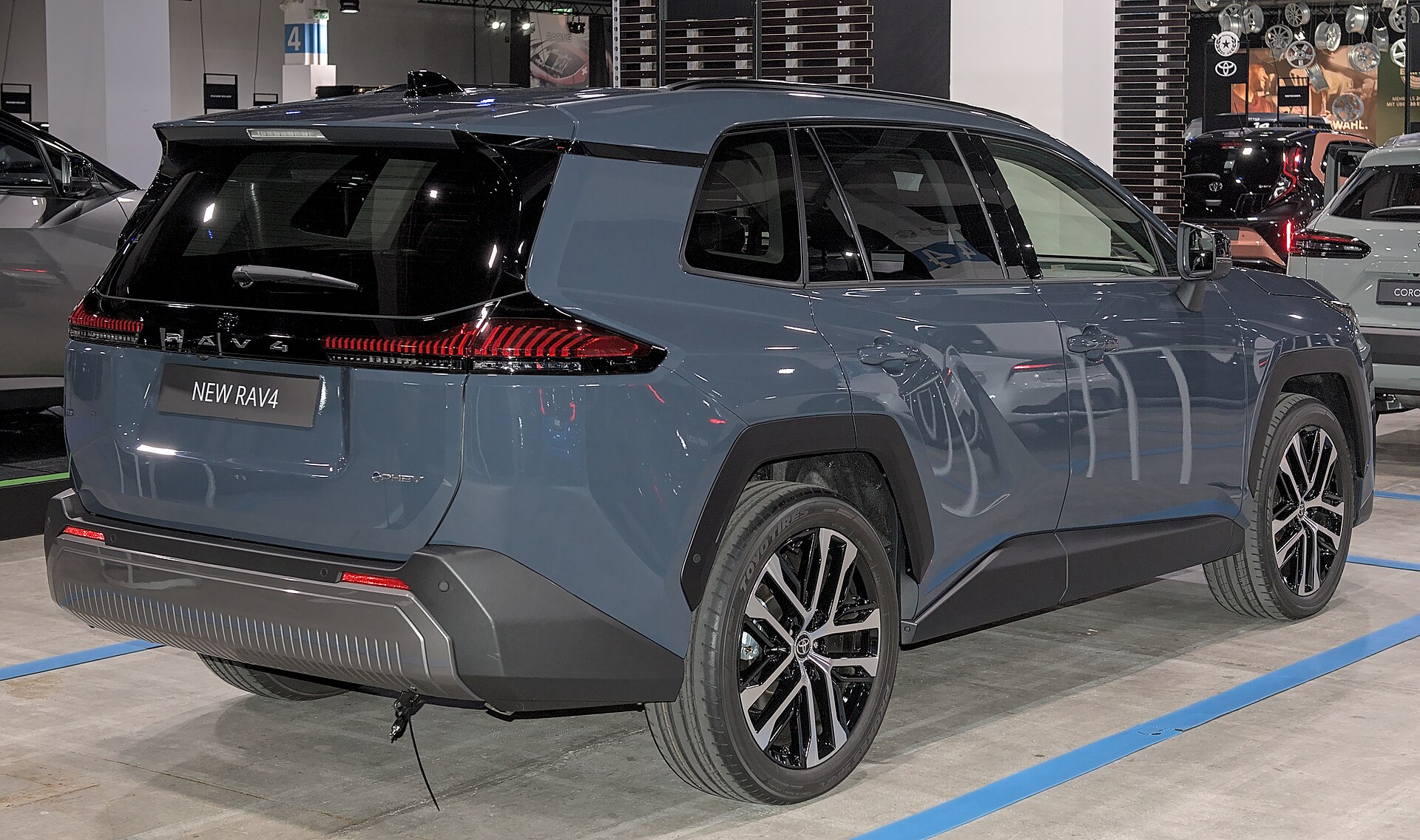 Toyota RAV4 Plug-in Hybrid XA60 photographed at Auto Zürich 2025 — the live GetEVCar UK PHEV compact SUV