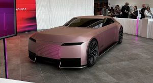 Jaguar Type 00 concept car in pink, previewing the production Type 01