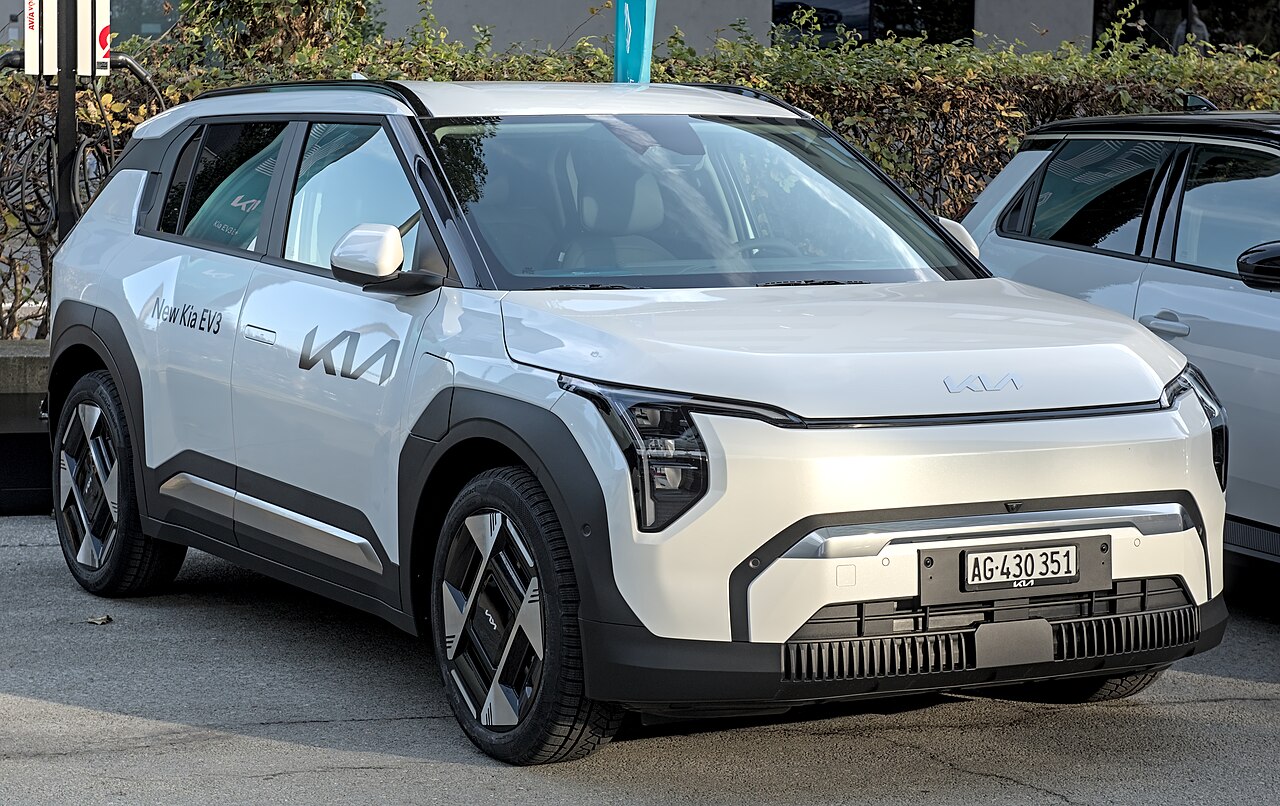 Kia EV3 compact electric SUV on display at the 2024 Auto Zürich show