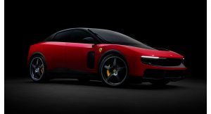 Red Ferrari Luce in a studio side view, official Ferrari image